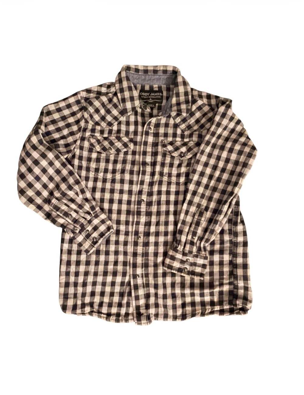 Cody James Boys' Gingham Print Long Sleeve Snap Western Flannel Shirt